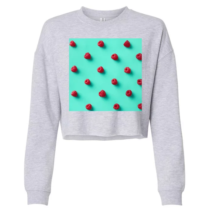 Colorful pattern of raspberries Cropped Pullover Crew