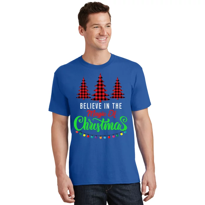 Christmas Pattern Outfit Believe In The Magic Of Christmas Funny Gift T-Shirt