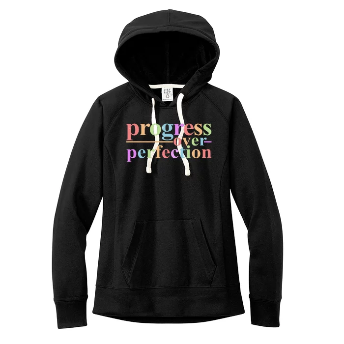 Colorful Progress Over Perfection Women's Fleece Hoodie