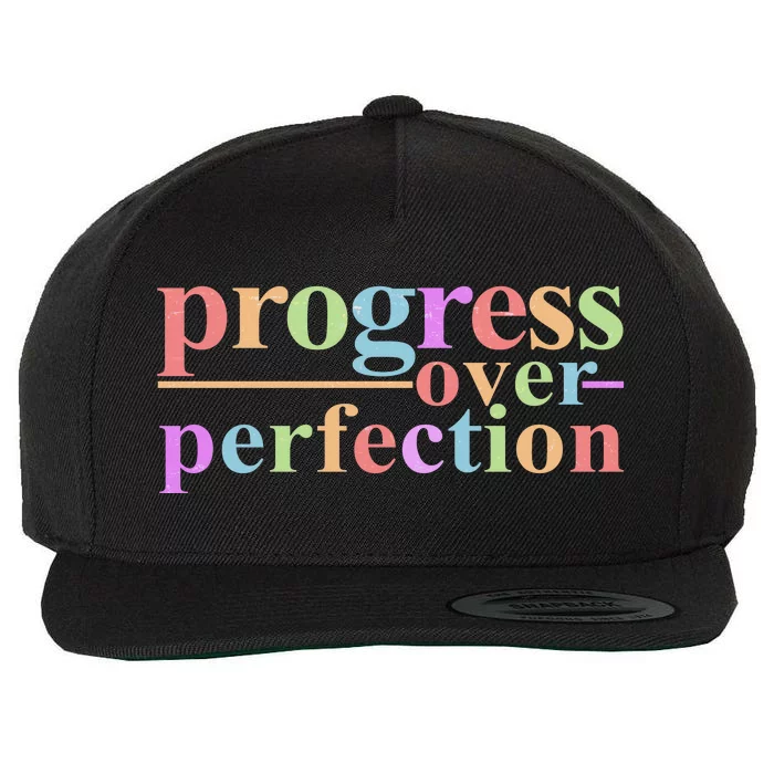 Colorful Progress Over Perfection Wool Snapback Cap