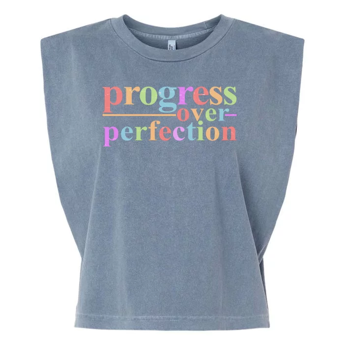 Colorful Progress Over Perfection Garment-Dyed Women's Muscle Tee