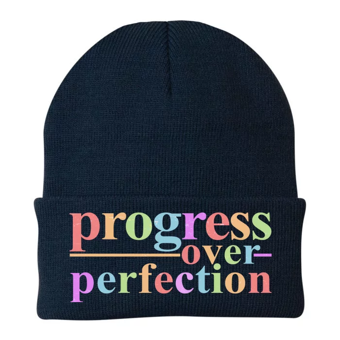 Colorful Progress Over Perfection Knit Cap Winter Beanie