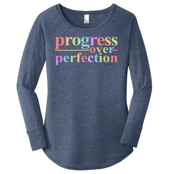 Colorful Progress Over Perfection Women's Perfect Tri Tunic Long Sleeve Shirt