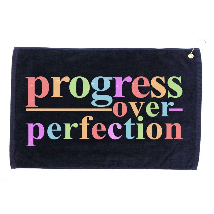 Colorful Progress Over Perfection Grommeted Golf Towel