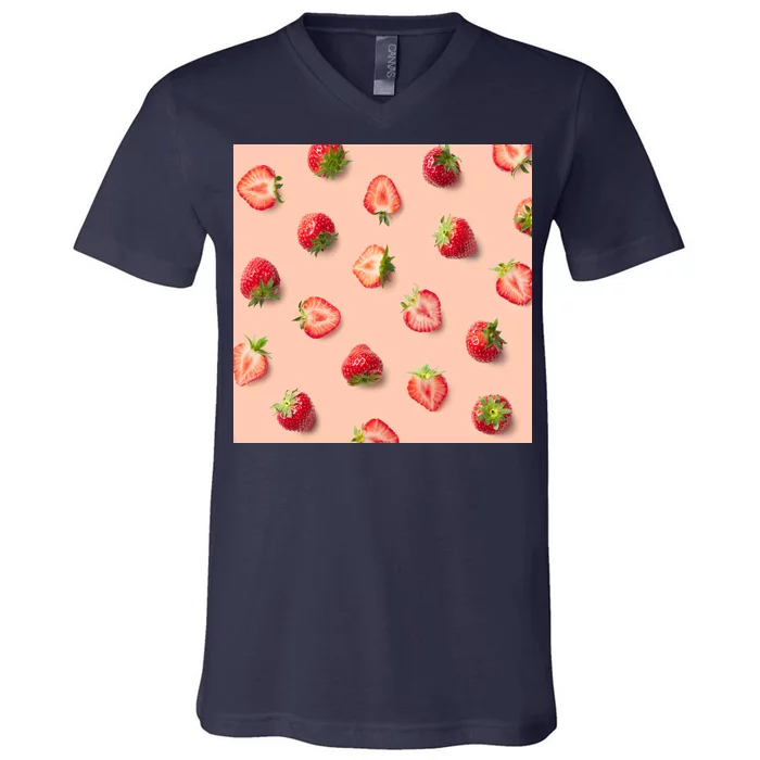 Colorful Pattern of Strawberries V-Neck T-Shirt