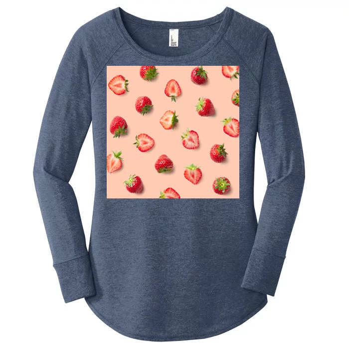 Colorful Pattern of Strawberries Women's Perfect Tri Tunic Long Sleeve Shirt