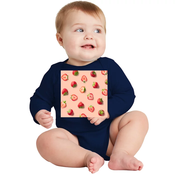 Colorful Pattern of Strawberries Baby Long Sleeve Bodysuit