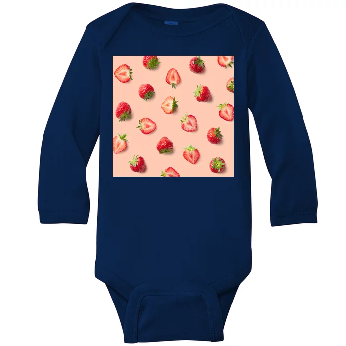 Colorful Pattern of Strawberries Baby Long Sleeve Bodysuit