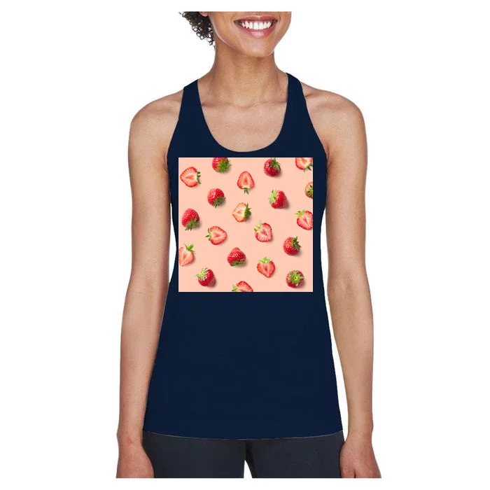 Colorful Pattern of Strawberries Women's Racerback Tank