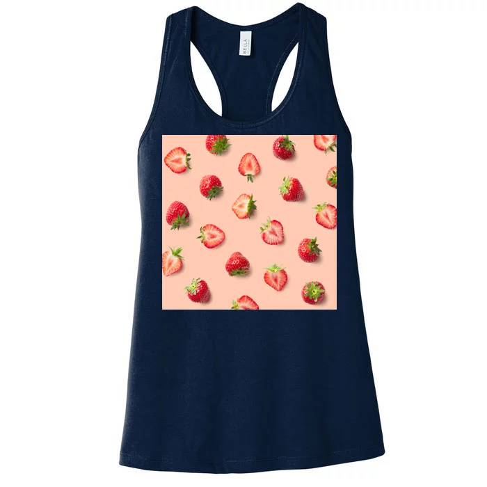 Colorful Pattern of Strawberries Women's Racerback Tank