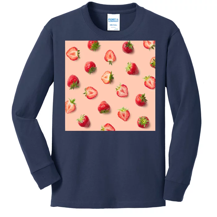 Colorful Pattern of Strawberries Kids Long Sleeve Shirt