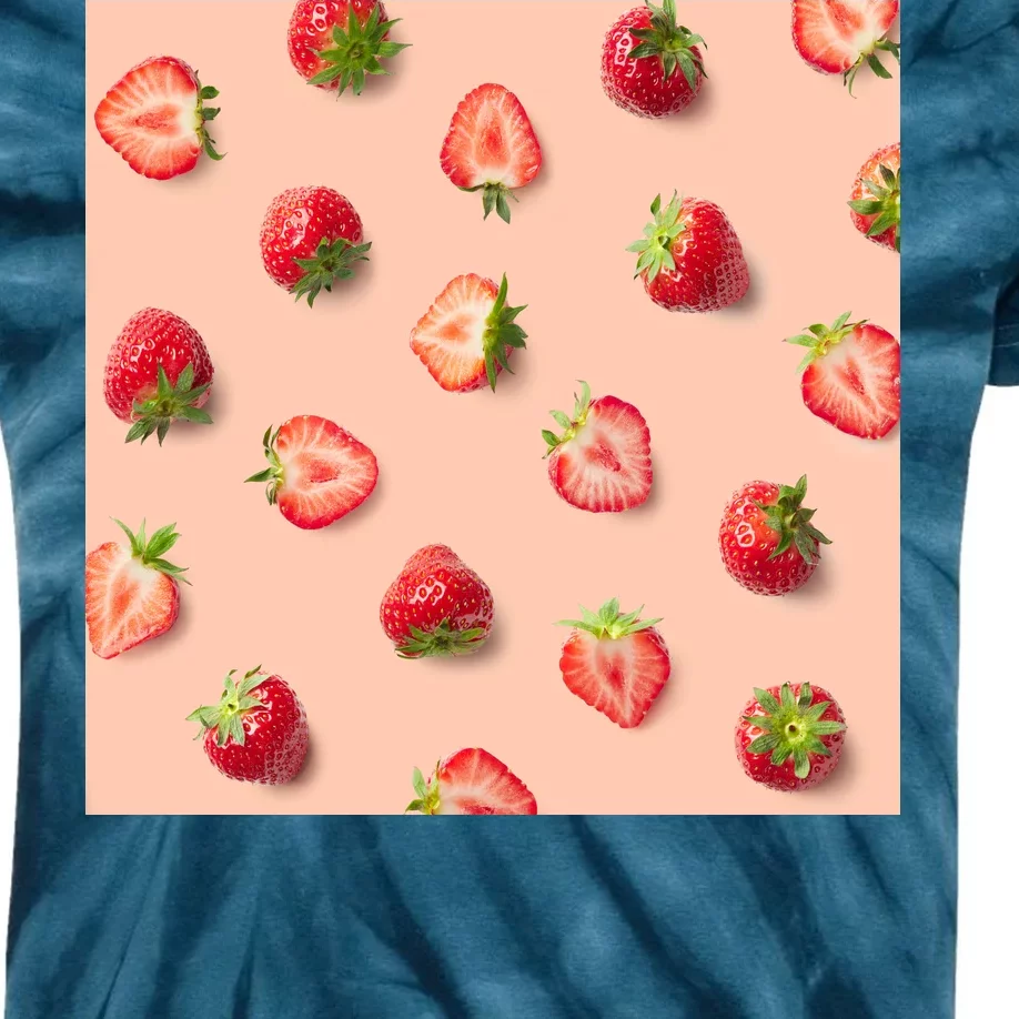 Colorful Pattern of Strawberries Kids Tie-Dye T-Shirt