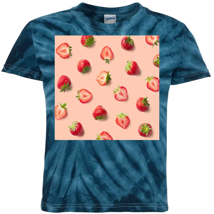 Colorful Pattern of Strawberries Kids Tie-Dye T-Shirt