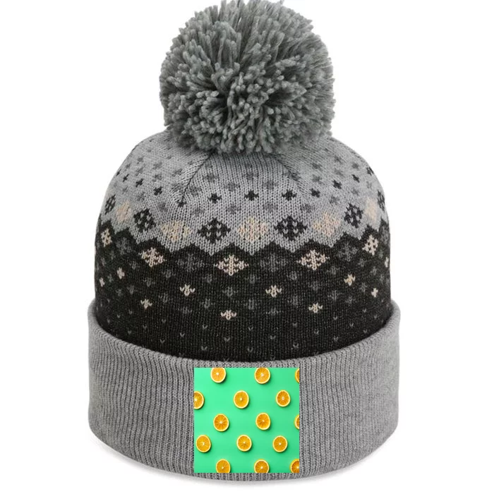 Colorful Pattern of Fresh Orange Slices The Baniff Cuffed Pom Beanie