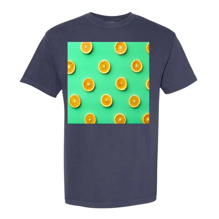 Colorful Pattern of Fresh Orange Slices Garment-Dyed Heavyweight T-Shirt