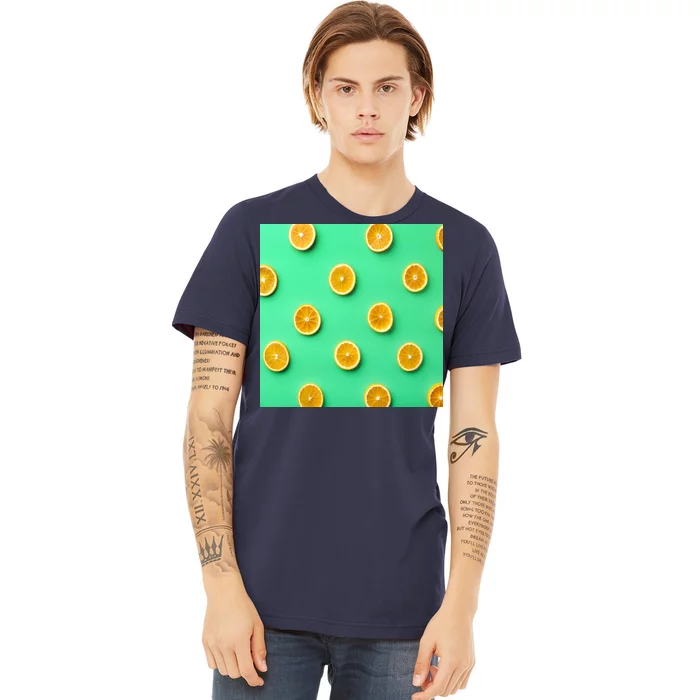 Colorful Pattern of Fresh Orange Slices Premium T-Shirt