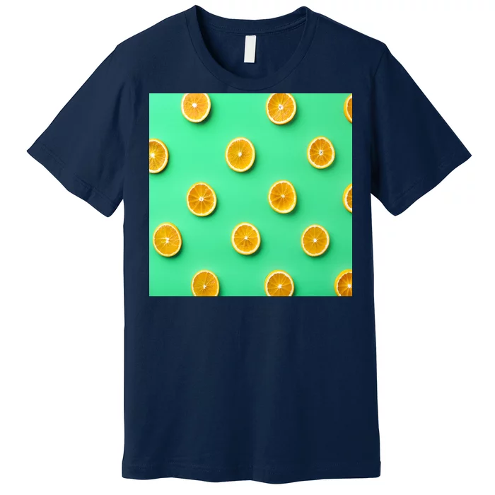 Colorful Pattern of Fresh Orange Slices Premium T-Shirt