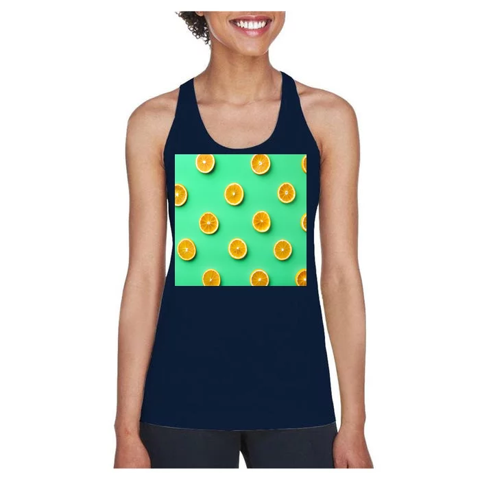 Colorful Pattern of Fresh Orange Slices Women's Racerback Tank