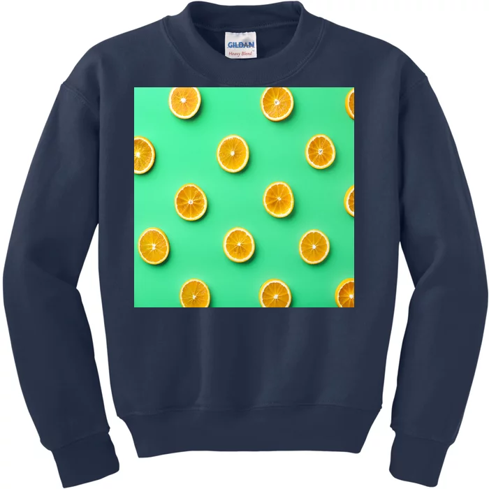 Colorful Pattern of Fresh Orange Slices Kids Sweatshirt