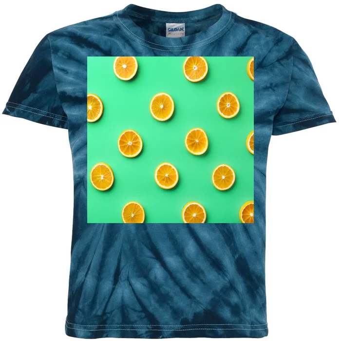 Colorful Pattern of Fresh Orange Slices Kids Tie-Dye T-Shirt