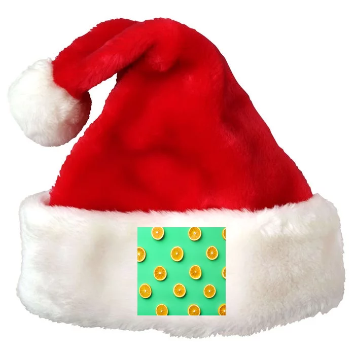 Colorful Pattern of Fresh Orange Slices Premium Christmas Santa Hat