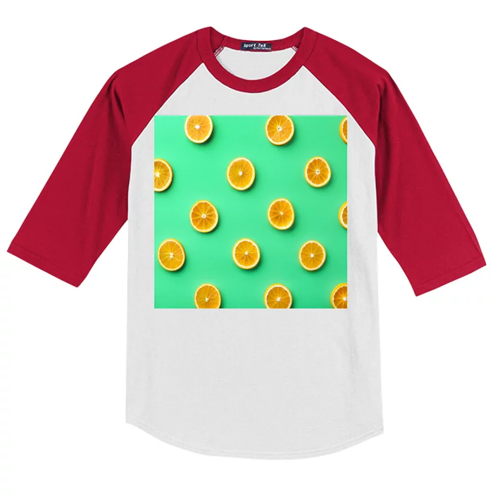 Colorful Pattern of Fresh Orange Slices Kids Colorblock Raglan Jersey