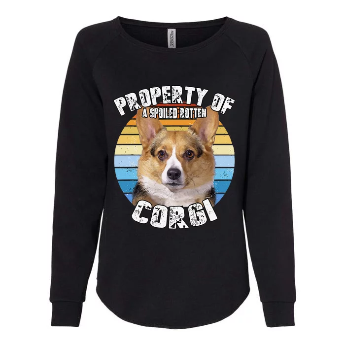 Corgi Property Of Retro Cute Dog Womens California Wash Sweatshirt