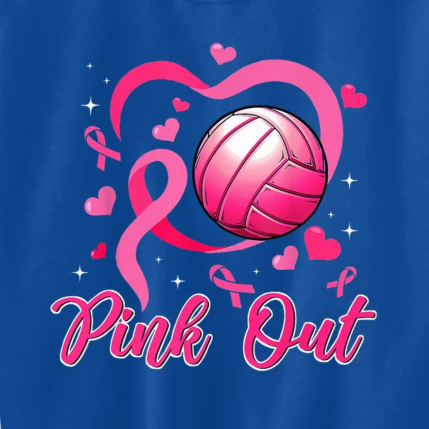 Cute Pink Out Volleyball Breast Cancer Awareness Pink Ribbon Kids Sweatshirt