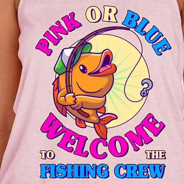 Cute Pink Or Blue Welcome To The Fishing Crew New Baby Women's Knotted Racerback Tank