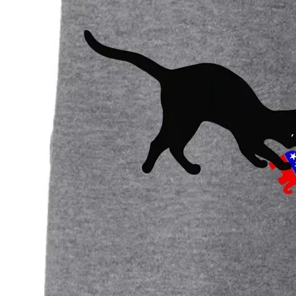 Cat Pouncing On Gop Elephant Cat Knocking Over Gop Elephant Doggie 3-End Fleece Hoodie