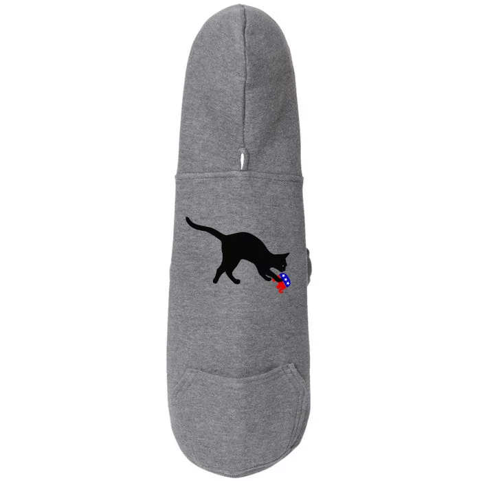 Cat Pouncing On Gop Elephant Cat Knocking Over Gop Elephant Doggie 3-End Fleece Hoodie