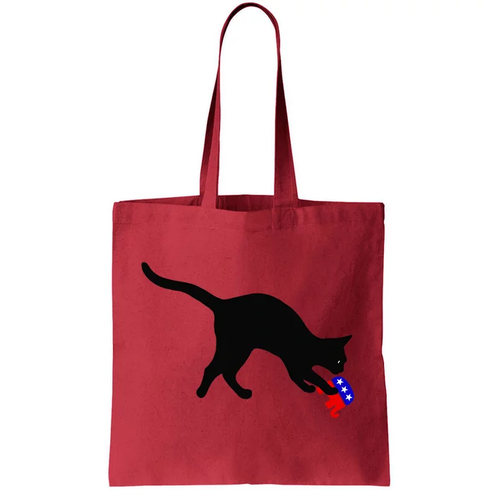 Cat Pouncing On Gop Elephant Cat Knocking Over Gop Elephant Tote Bag