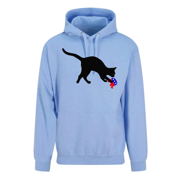 Cat Pouncing On Gop Elephant Cat Knocking Over Gop Elephant Unisex Surf Hoodie