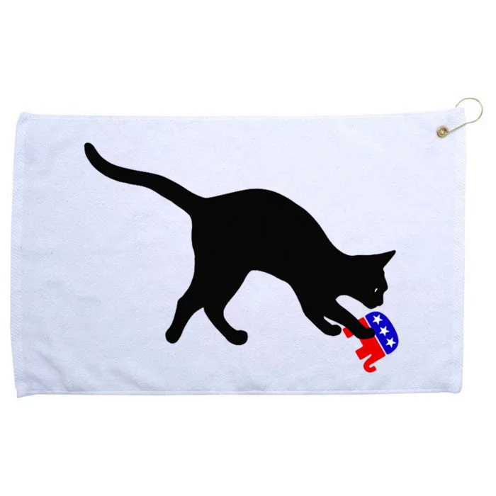 Cat Pouncing On Gop Elephant Cat Knocking Over Gop Elephant Grommeted Golf Towel