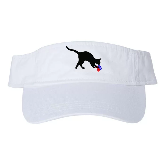 Cat Pouncing On Gop Elephant Cat Knocking Over Gop Elephant Valucap Bio-Washed Visor