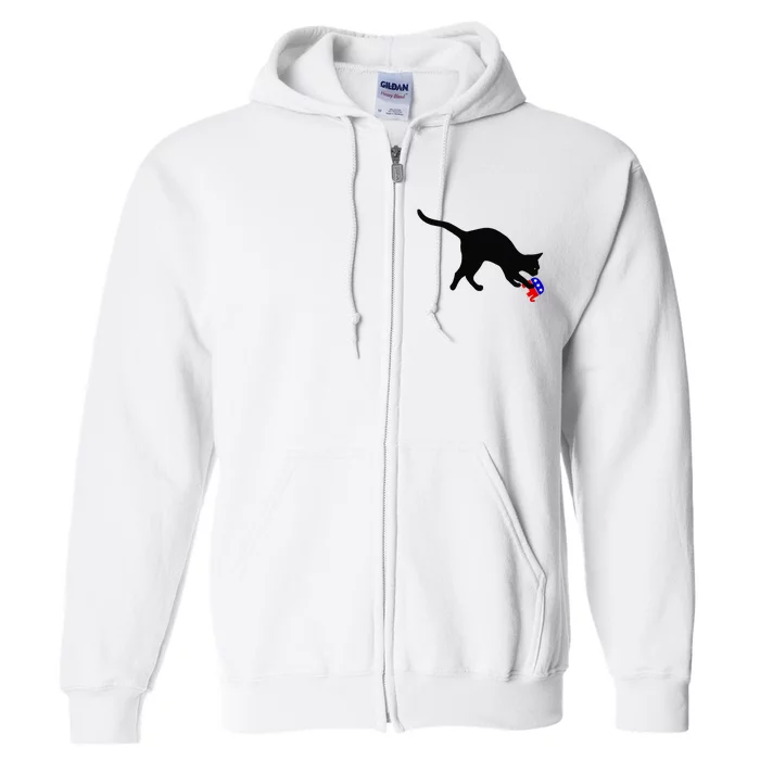 Cat Pouncing On Gop Elephant Cat Knocking Over Gop Elephant Full Zip Hoodie