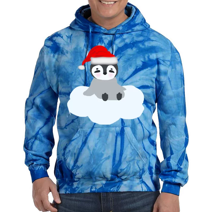 Christmas Penguin On Cloud Nine Funny Gift Tie Dye Hoodie