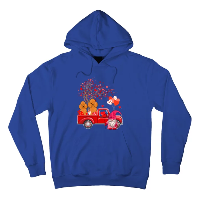 Couple Poodles On Pickup Truck With Gnome Valentine Hearts Meaningful Gift Hoodie