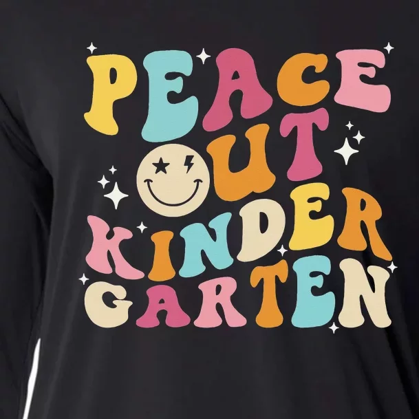 Cute Peace Out Kindergarten Funny Last Day Of School Cooling Performance Long Sleeve Crew