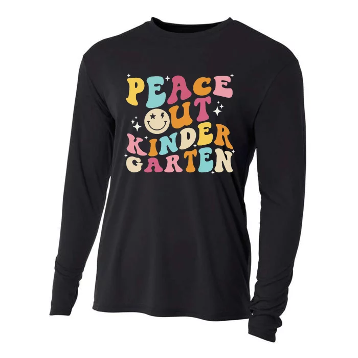 Cute Peace Out Kindergarten Funny Last Day Of School Cooling Performance Long Sleeve Crew