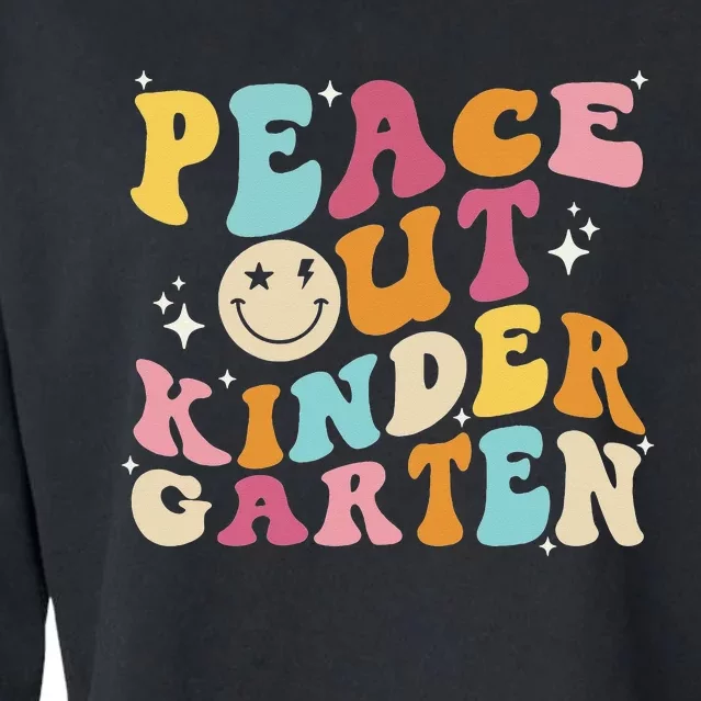 Cute Peace Out Kindergarten Funny Last Day Of School Cropped Pullover Crew