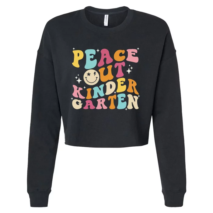 Cute Peace Out Kindergarten Funny Last Day Of School Cropped Pullover Crew