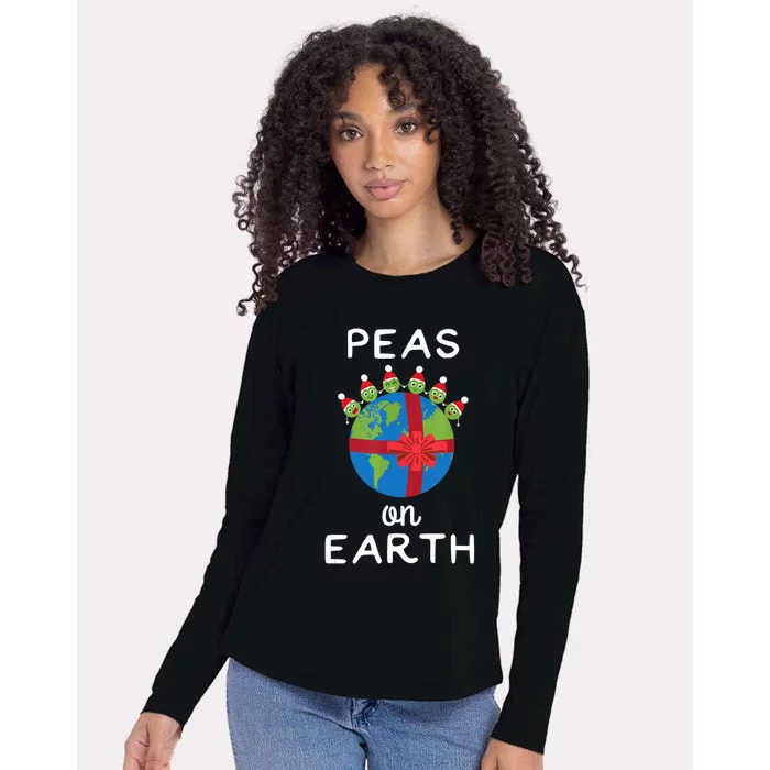 Christmas Peas On Earth World Peace Pea Design TShirt Womens Cotton Relaxed Long Sleeve T-Shirt