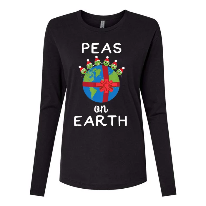 Christmas Peas On Earth World Peace Pea Design TShirt Womens Cotton Relaxed Long Sleeve T-Shirt