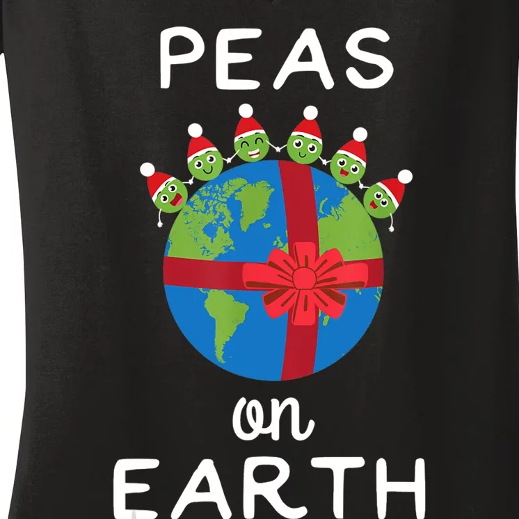 Christmas Peas On Earth World Peace Pea Design TShirt Women's V-Neck T-Shirt