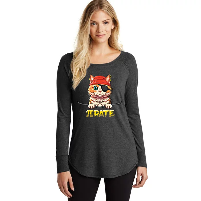 Cat Pirate Pi Math Day Mathematics Happy Pi Day Gift Women's Perfect Tri Tunic Long Sleeve Shirt