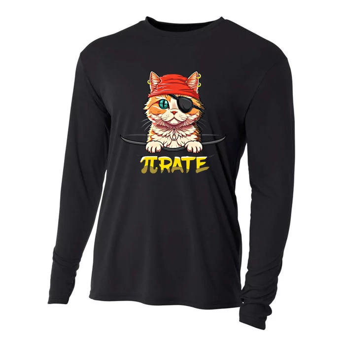 Cat Pirate Pi Math Day Mathematics Happy Pi Day Gift Cooling Performance Long Sleeve Crew