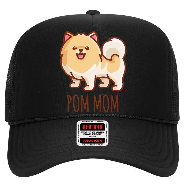 Cute Pomeranian Pom Mom funny gift High Crown Mesh Trucker Hat