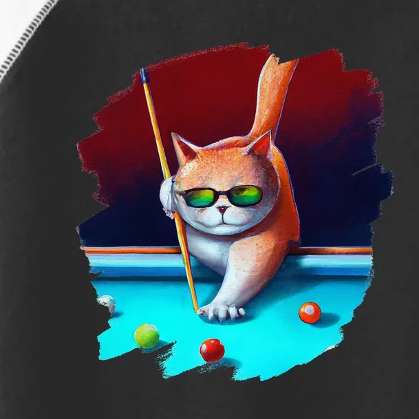 Cat Playing Pool Billiards In Lounge Cool Funny Cats Toddler Fine Jersey T-Shirt