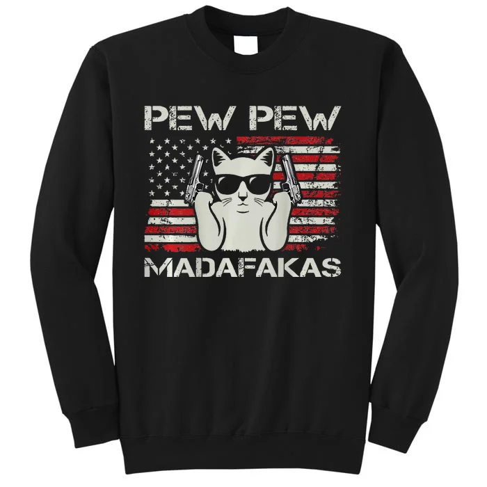 Cats Pew Pew Madafakas Usa Funny Cat Lover Tall Sweatshirt